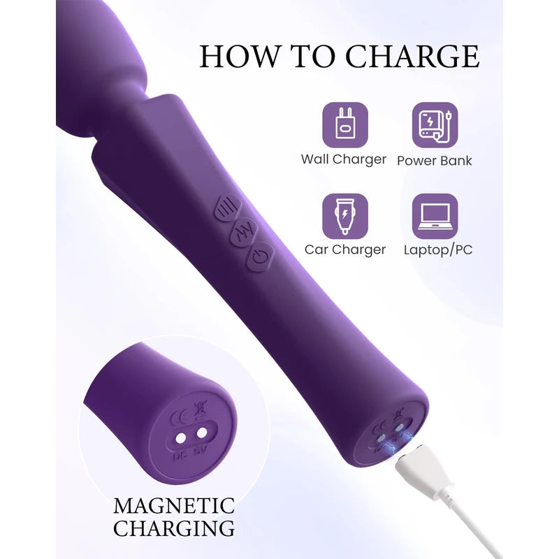 PinkScrew Cordless Electric Neck Massager, Handheld Rechargeable Waterproof Muscle Massager (Deep Purple)