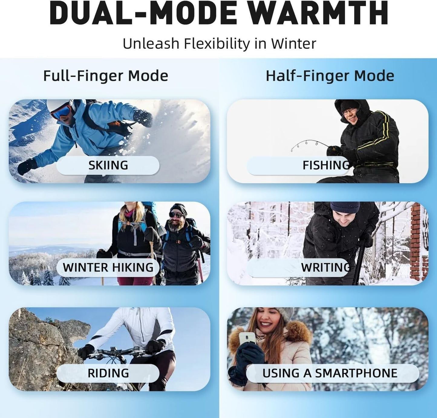 Rechargeable Heated Gloves for Women Men, Full & Half Finger Electric Gloves ...