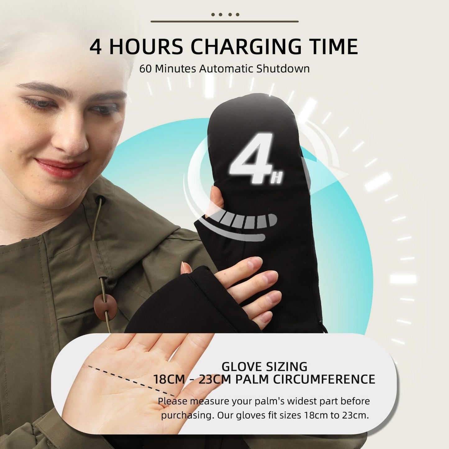 Rechargeable Heated Gloves for Women Men, Full & Half Finger Electric Gloves ...