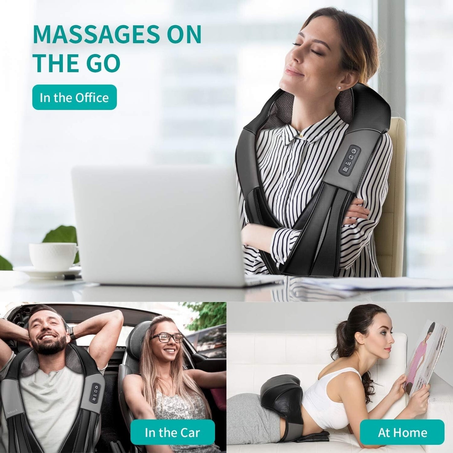 Shiatsu Neck and Back Massager with Soothing Heat, Nekteck Electric Deep Tissue