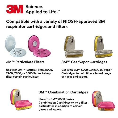 3M Rugged Comfort Quick Latch Half Facepiece Reusable Respirator 6502QL,...