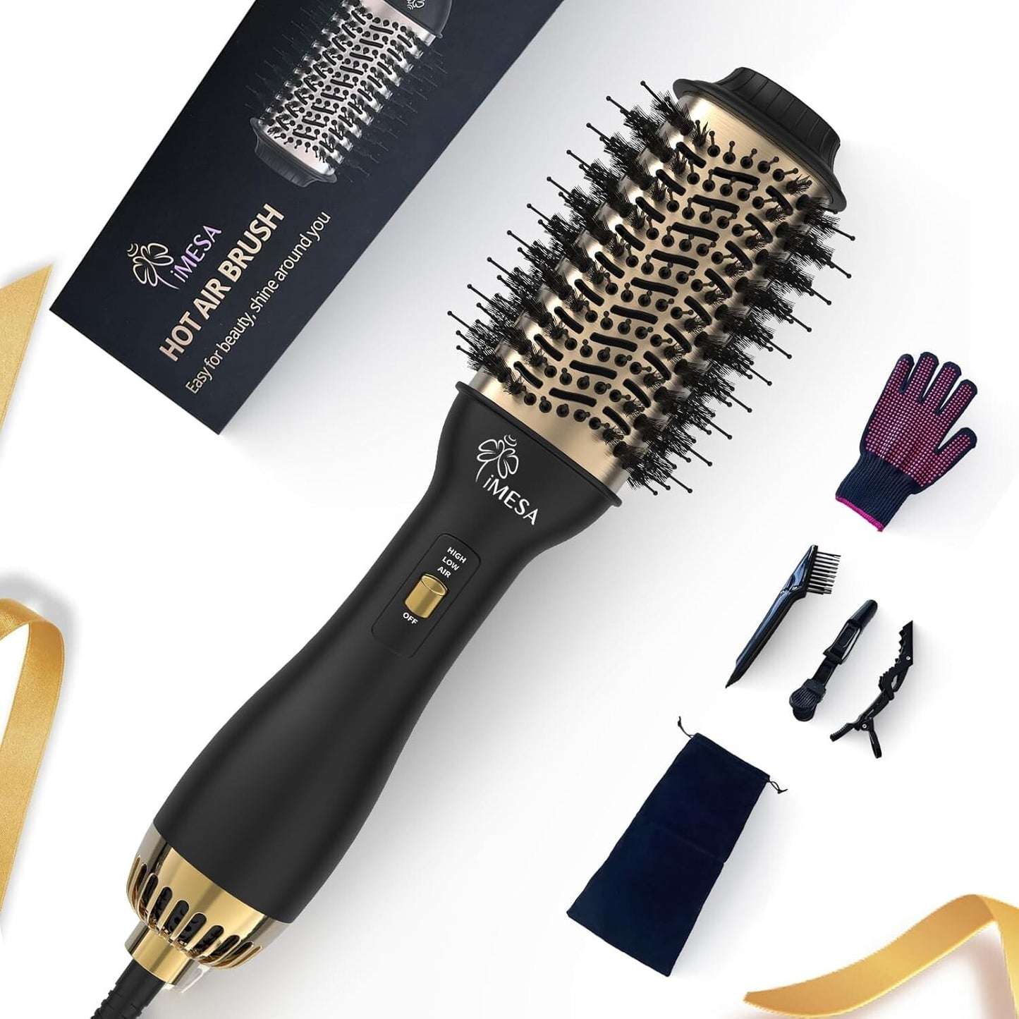 4-in-1 Hot Air Brush with Oval Barrel - Salon-Grade Styling Tool for All Hair Ty