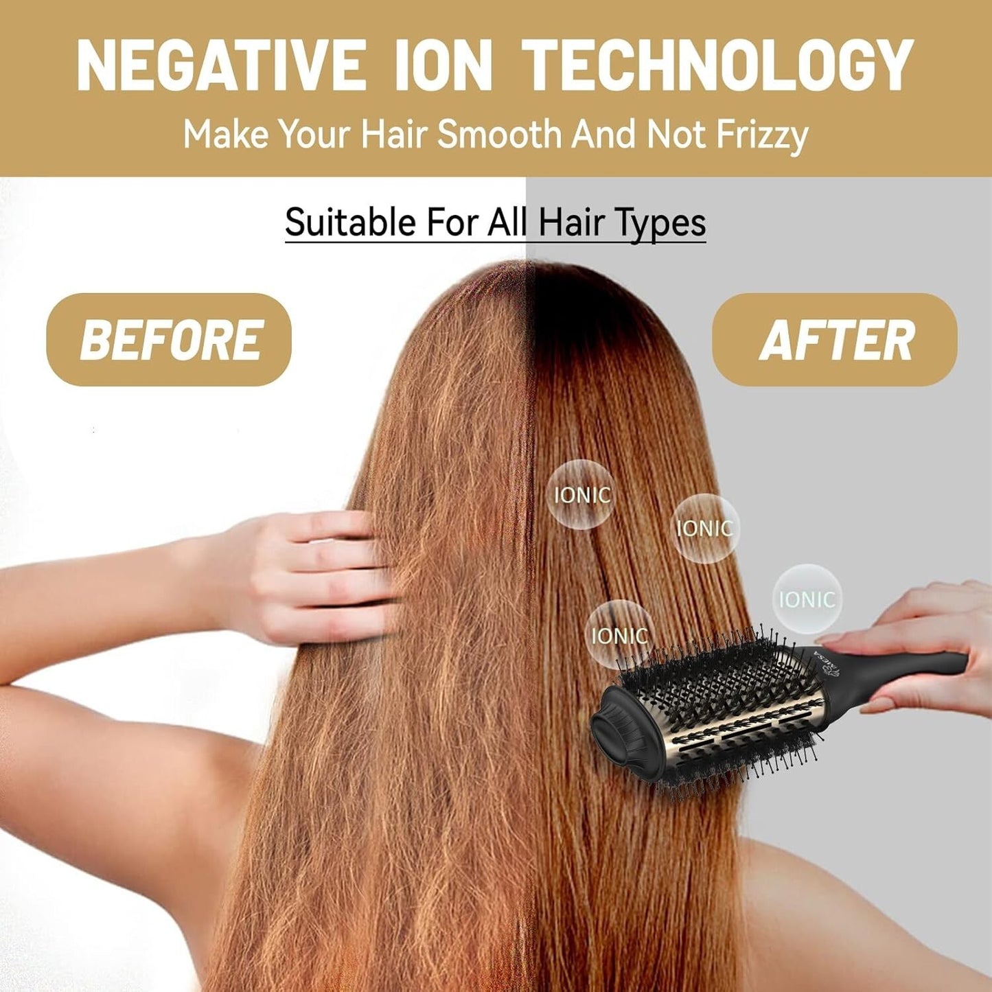 4-in-1 Hot Air Brush with Oval Barrel - Salon-Grade Styling Tool for All Hair Ty