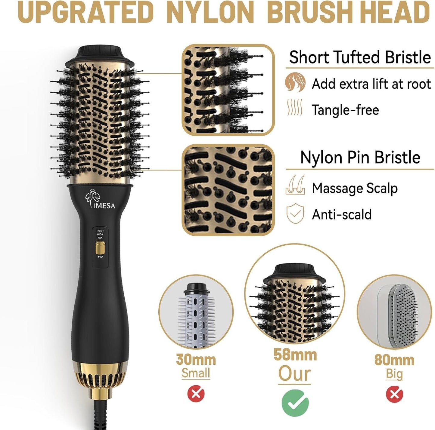 4-in-1 Hot Air Brush with Oval Barrel - Salon-Grade Styling Tool for All Hair Ty