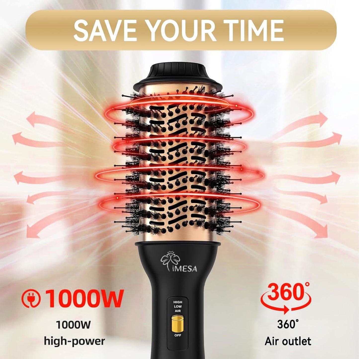 4-in-1 Hot Air Brush with Oval Barrel - Salon-Grade Styling Tool for All Hair Ty