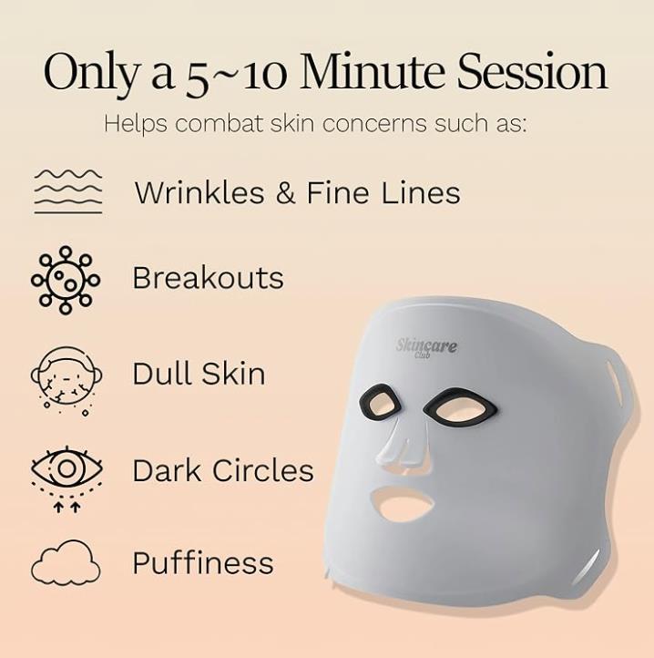 Skincare Club Light Therapy Face Mask, Led Mask with 8 Light for Skincare