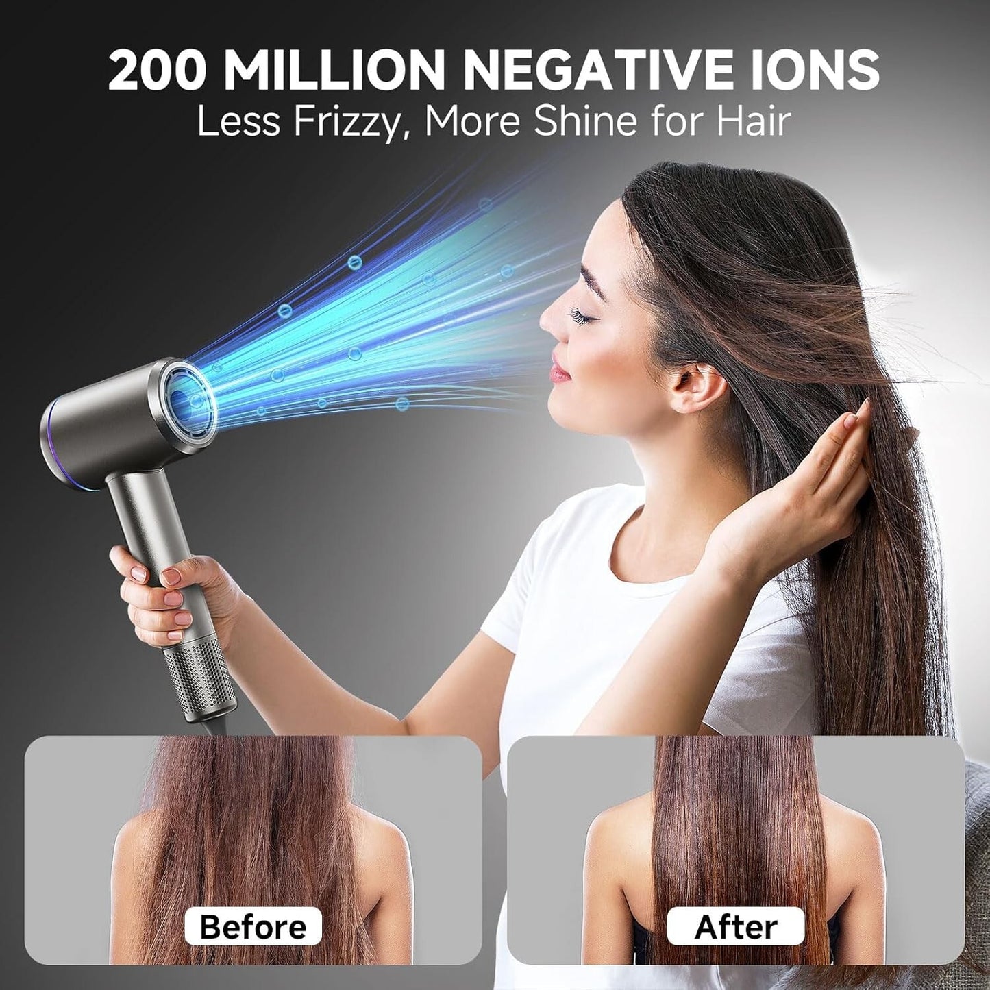 Hair Dryer with Diffuser, 150,000 RPM High Speed Negative Ionic Blow Dryer for F