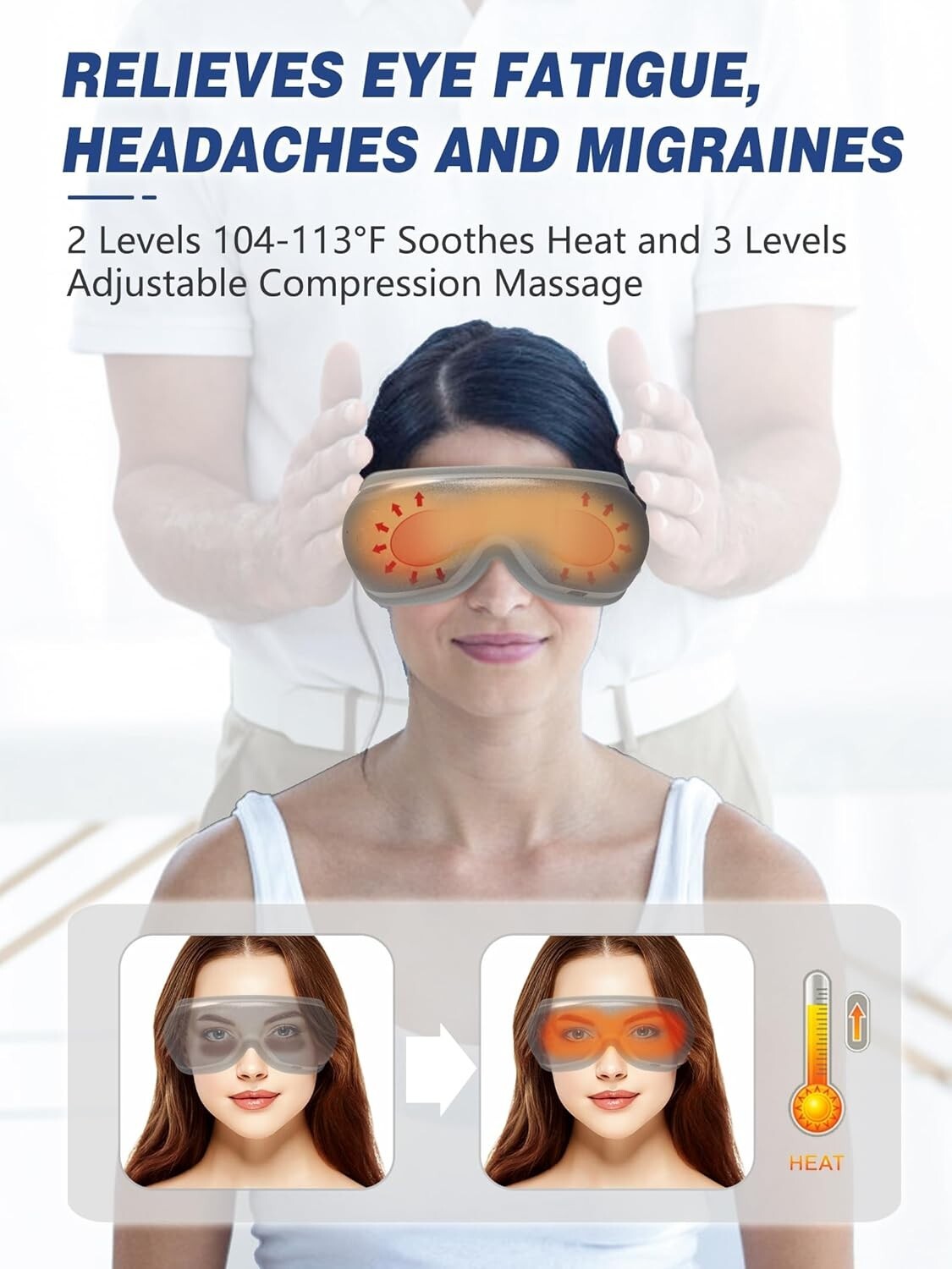 Eye Massager, Mothers Day Gifts for Mom, Migraine Relief Massager with Compressi