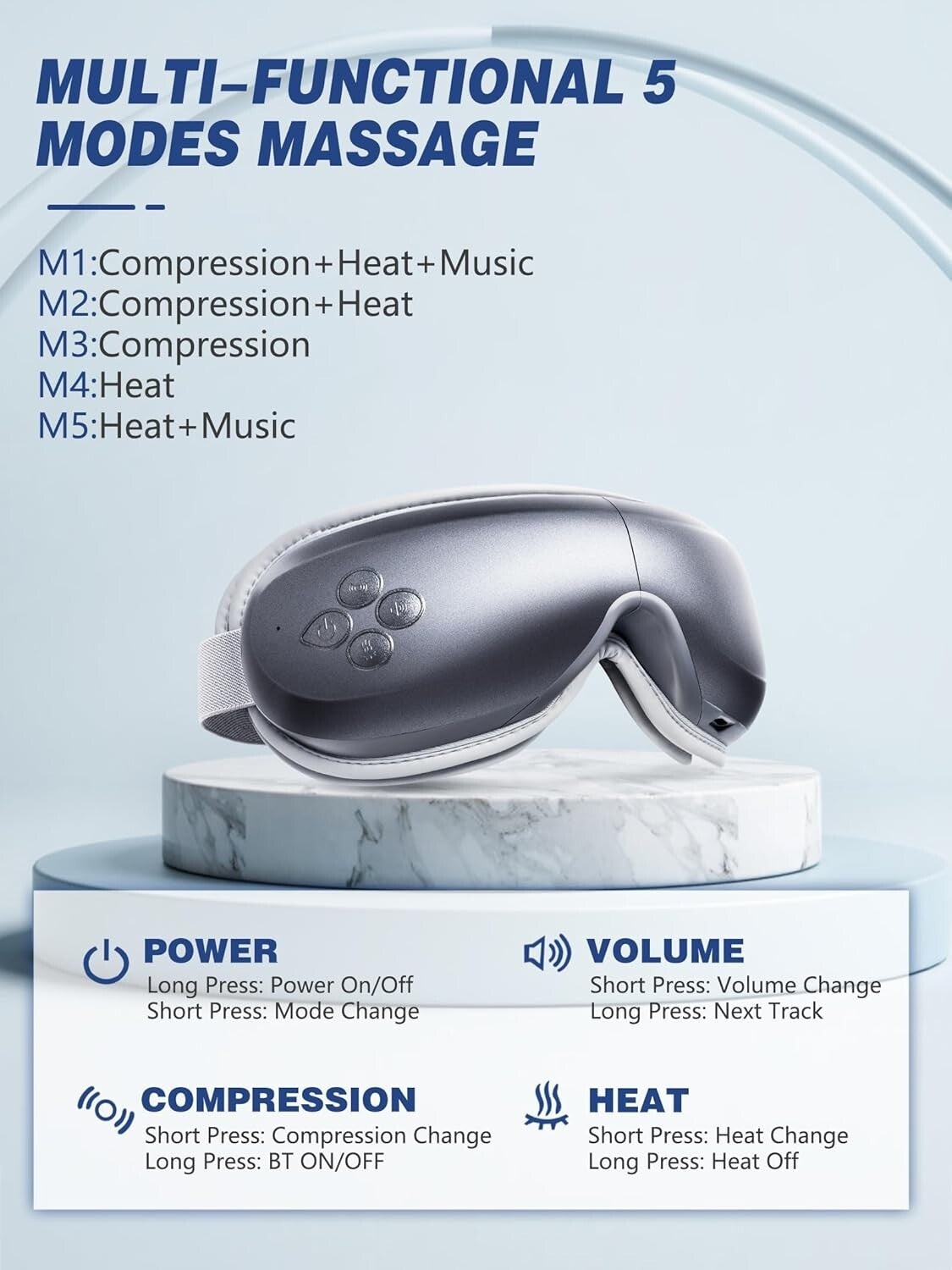 Eye Massager, Mothers Day Gifts for Mom, Migraine Relief Massager with Compressi