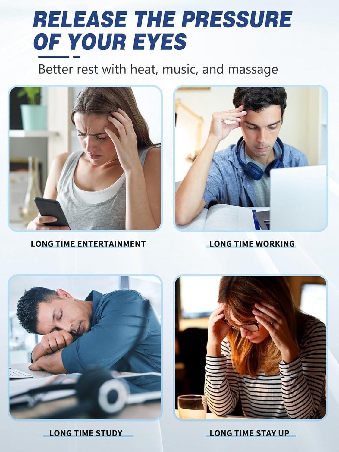 Eye Massager, Mothers Day Gifts for Mom, Migraine Relief Massager with Compressi