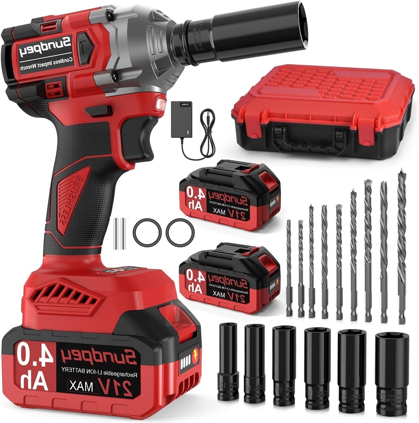 Sundpey 21V Cordless Impact Driver - 1/2 Inch 480Ft-lbs650N·m Brushless Elect...