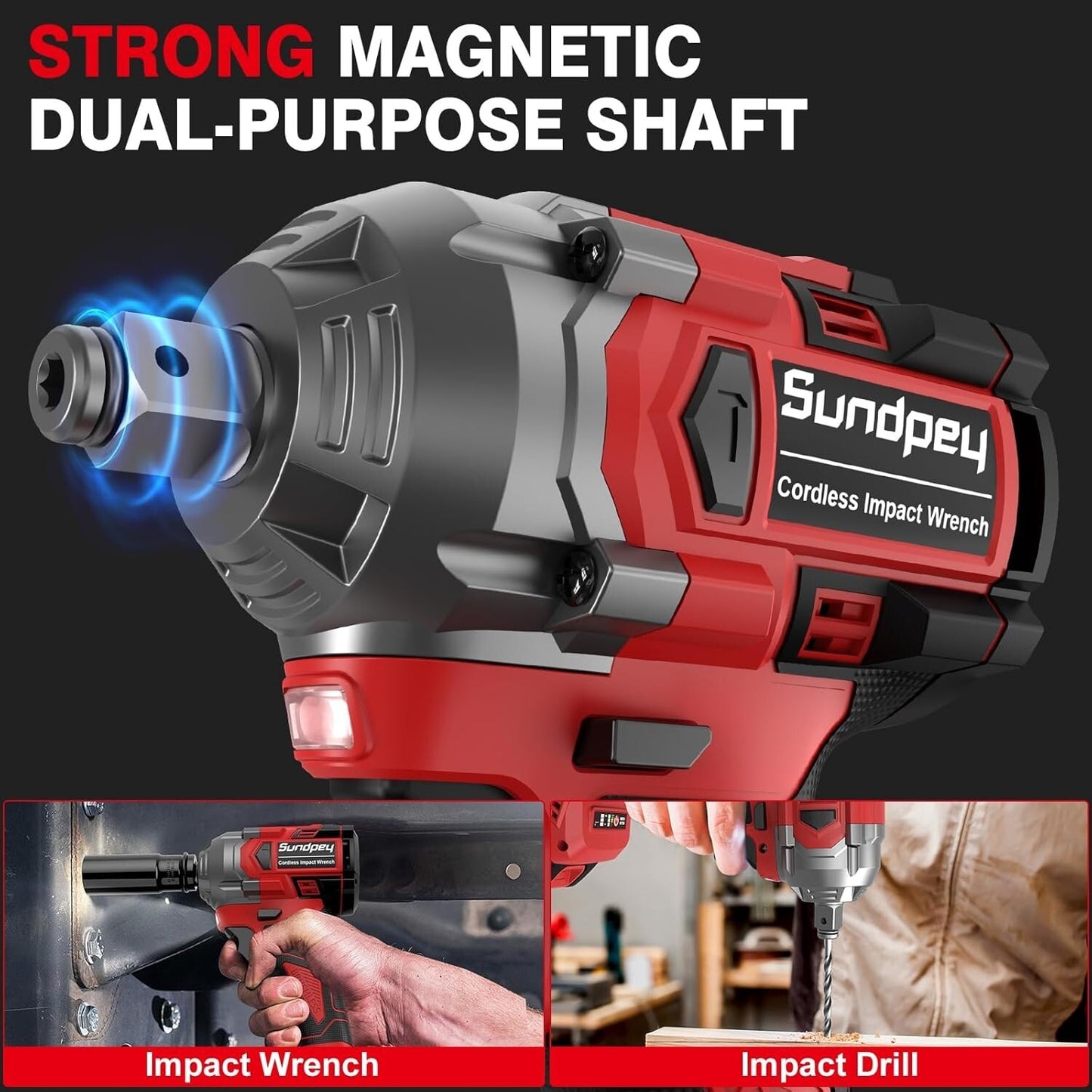 Sundpey 21V Cordless Impact Driver - 1/2 Inch 480Ft-lbs650N·m Brushless Elect...