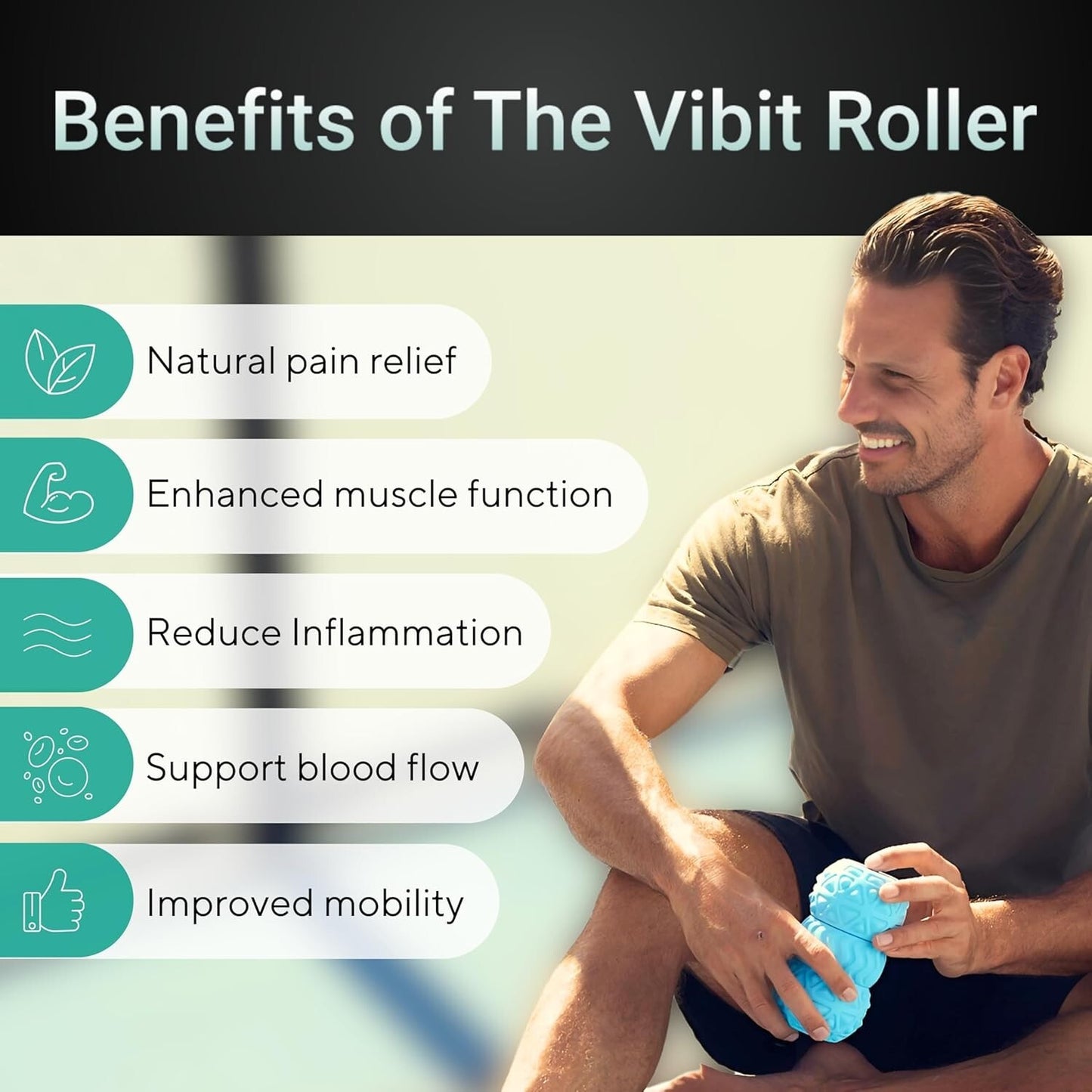 Vibit - Vibrating Massager for Plantar Fasciitis, Pain Relief and Sciatica, Blac
