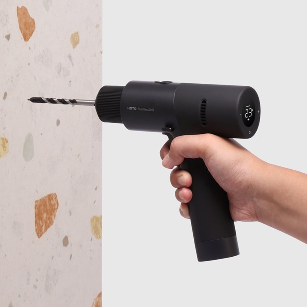 HOTO Cordless Brushless Drill Tool Set, Variable Speed, Hidden Buckle, Unique LE