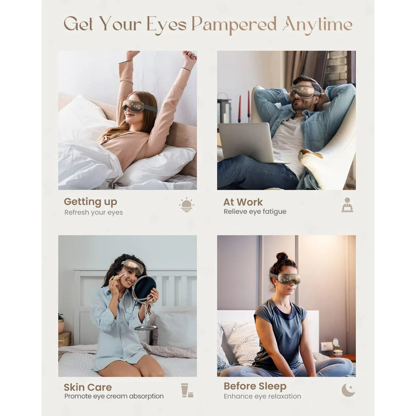 RENPHO Eye Massager, Mother's Day Gifts for Mom, Heated Eye Massage Mask with Bl