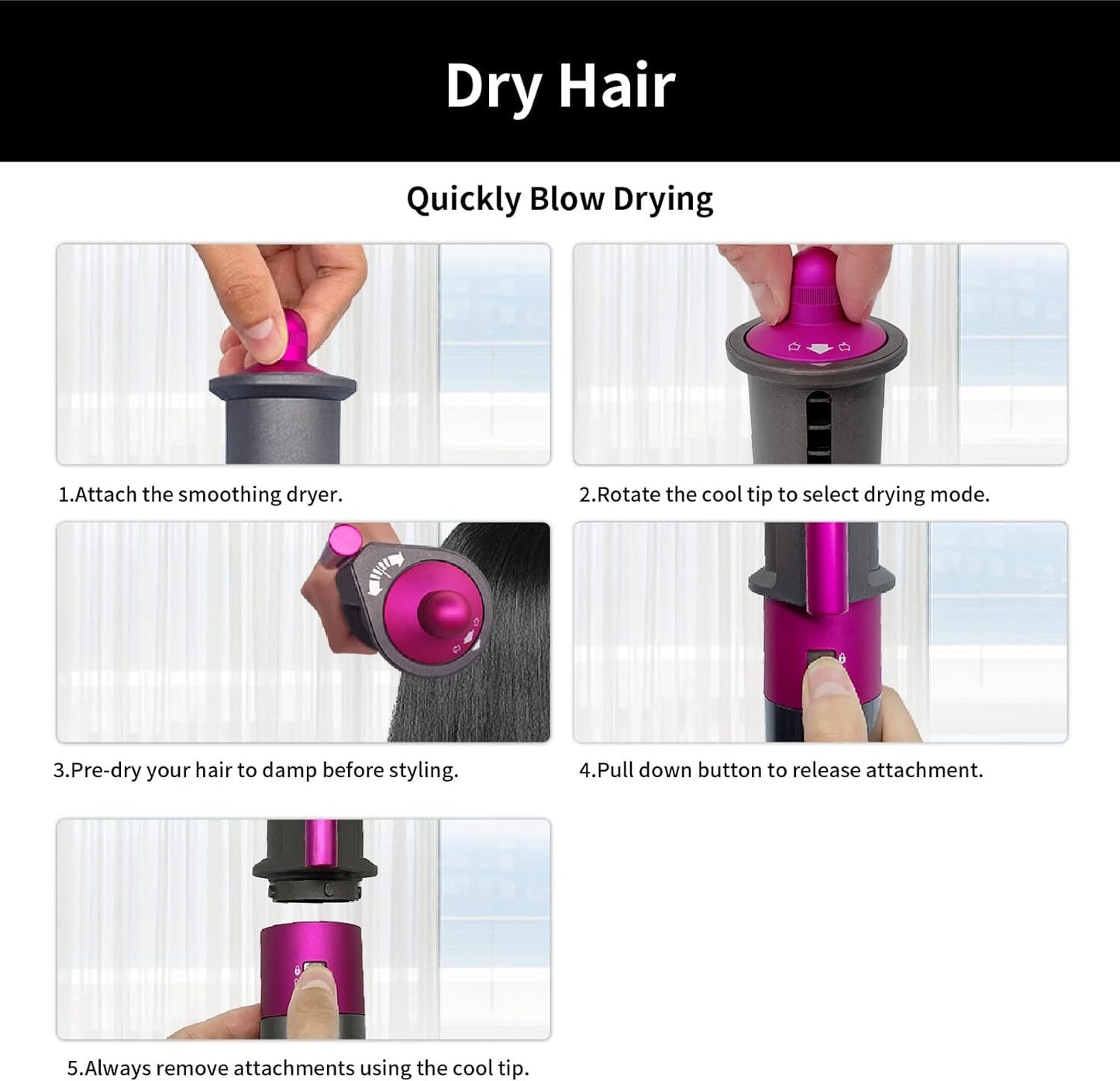 Anti-Flight Flyaway Attachment Nozzle Compatible with Dyson Airwrap Styler HS01