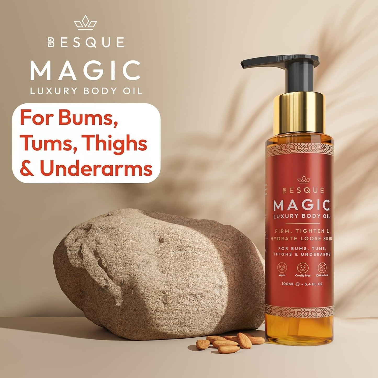 Magic Body Oil, 3.38 FL OZ, After Shower Body Oil For Women, Hydrating Skin Care For Full Body That Plumps, Tightens, and Firms Skin With Natural Ingredients, Luxury Spa Gifts - Pack of 1