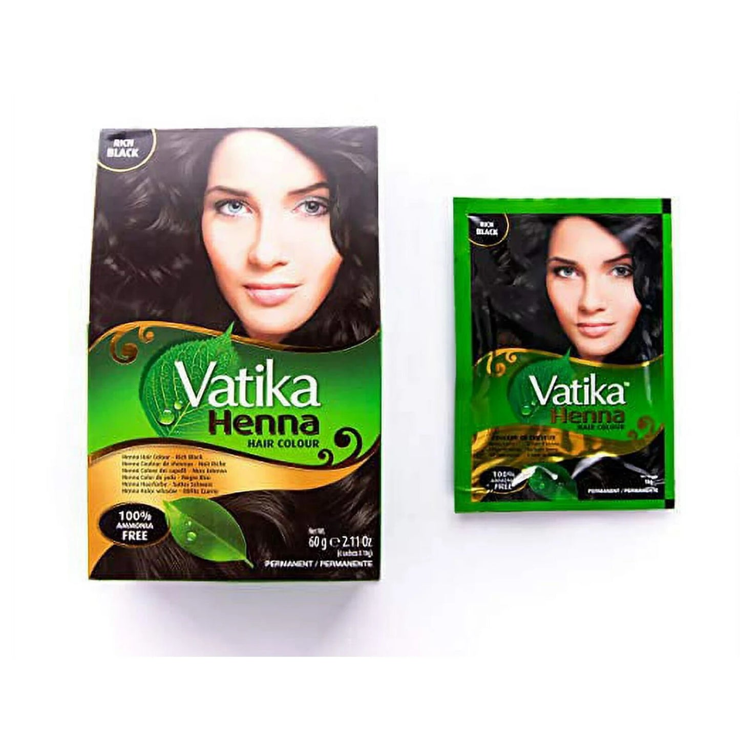 Hair Dye, Vatika Henna Hair Color, Rich Black, 60 g, 2.11 oz, 100% Ammonia Free