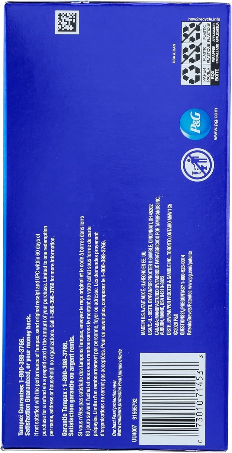 Tampax Pearl Tampons Ultra Absorbency with Leakguard Braid, Unscented, 32Count