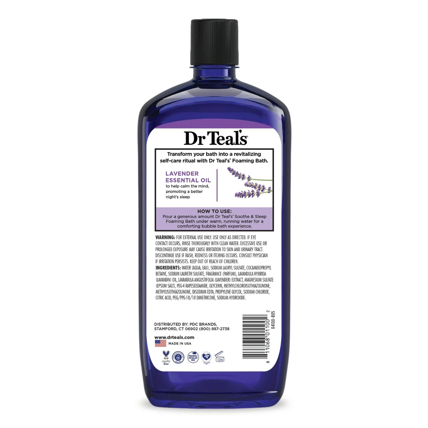 Dr Teal's Foaming Bath with Pure Epsom Salt, Soothe & Sleep w Lavender, 34 fl oz