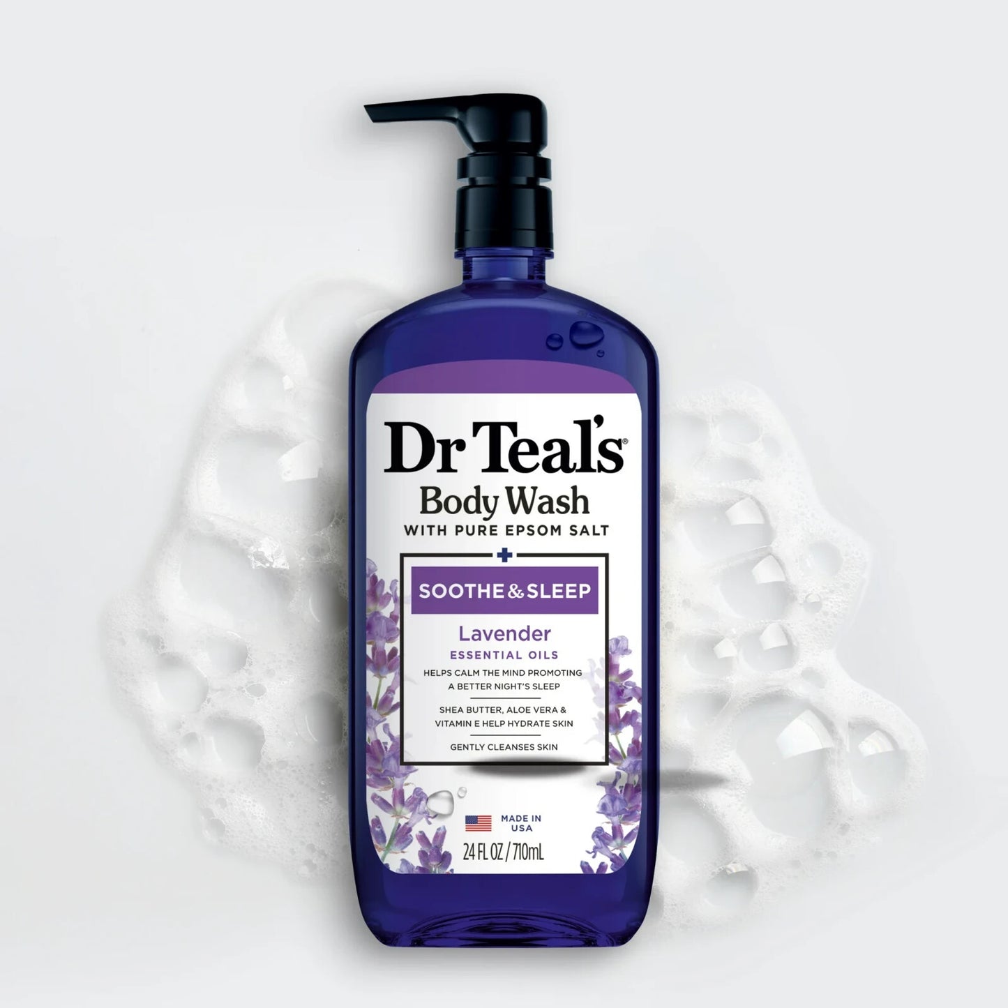Dr Teal's Body Wash with Pure Epsom Salt, Soothe & Sleep with Lavender, 24 fl oz