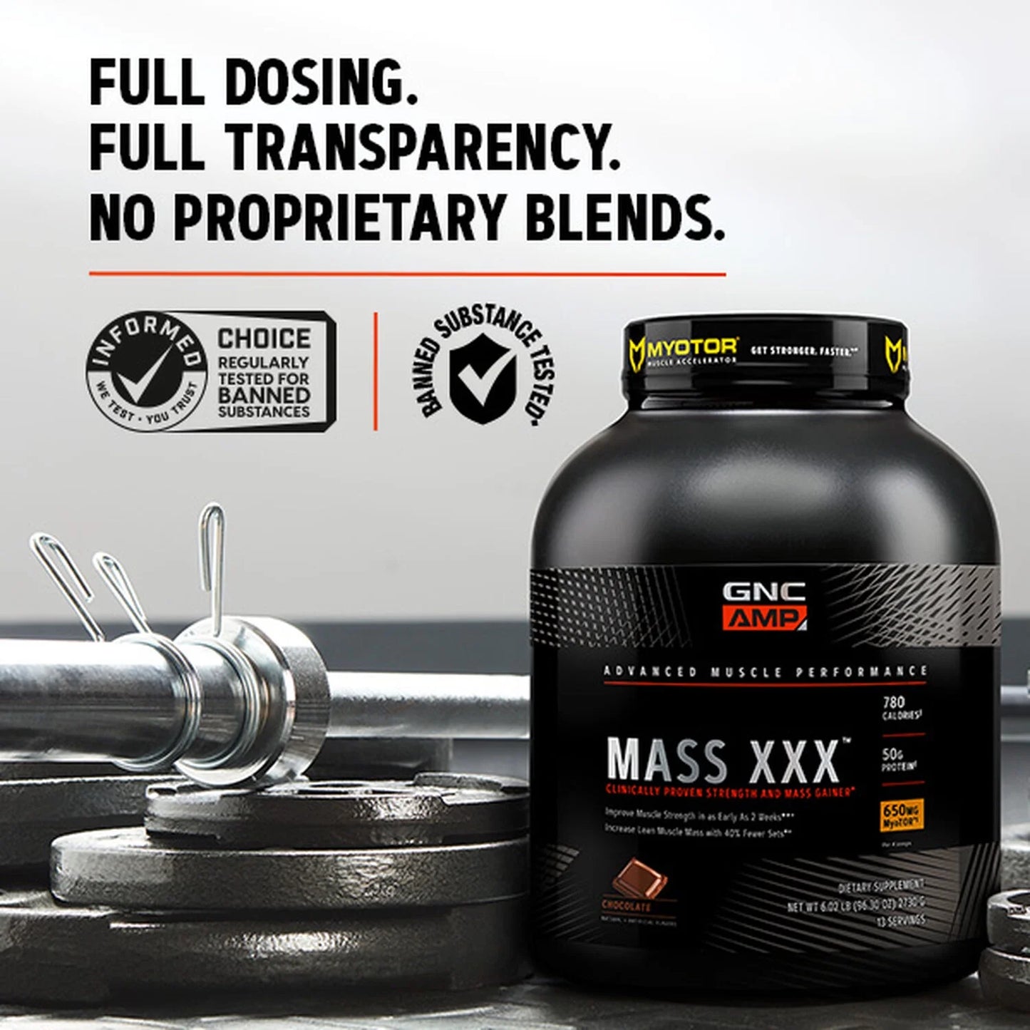 GNC AMP Mass XXX with MyoTOR Protein Powder , Targeted Muscle Building and Workout Support Formula with BCAA and Creatine , Chocolate , 13 Servings Chocolate 13 Serving (Pack of 1)