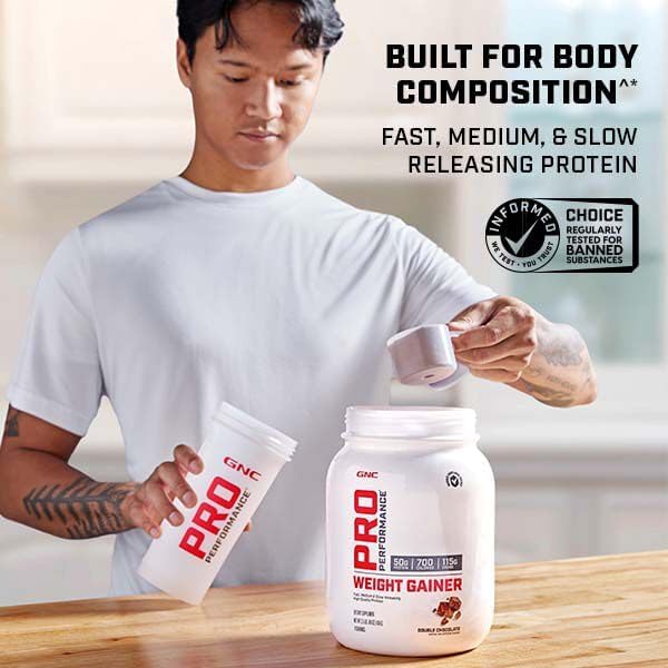 GNC Pro Performance Weight Gainer Protein Powder, 50g Protein, High Calorie, 700 Calories, Supports Mass and Muscle Recovery, MCT, BCAA, 3rd Party Tested, Double Strawberries and Cream, 6 Servings
