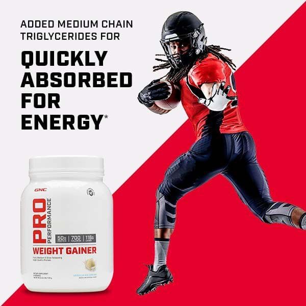 GNC Pro Performance Weight Gainer Protein Powder, 50g Protein, High Calorie, 700 Calories, Supports Mass and Muscle Recovery, MCT, BCAA, 3rd Party Tested, Double Strawberries and Cream, 6 Servings