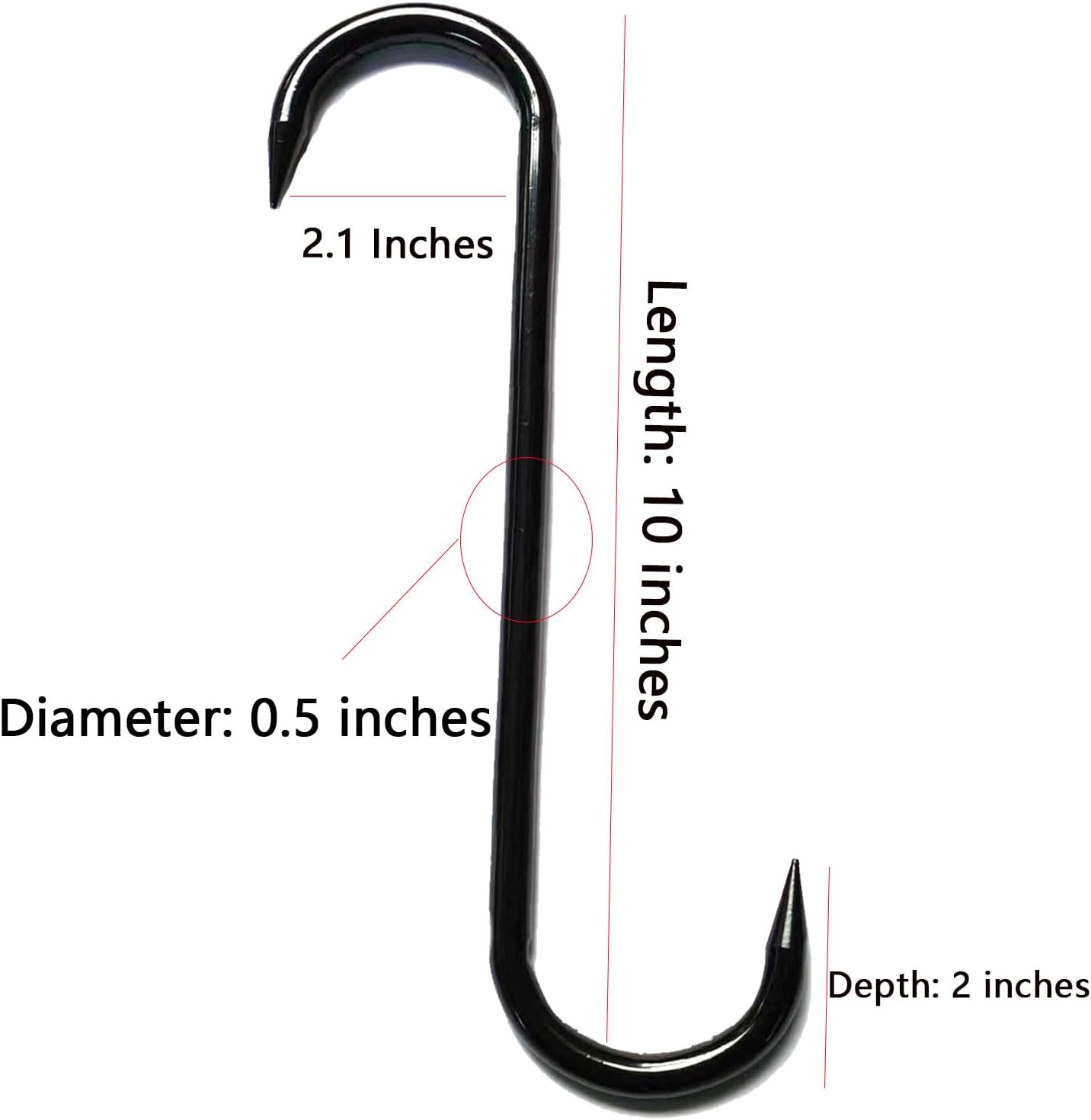 10 Inch Heavy Duty S-Shape Metal Hooks,Rebar Hooks,1/2 Inch Diameter Meat Boning Hook, 2000 lb Holding Capacity,Used for Hoisting,Propane Tank Suspend, Yard and Outdoor Sports (8 pake)