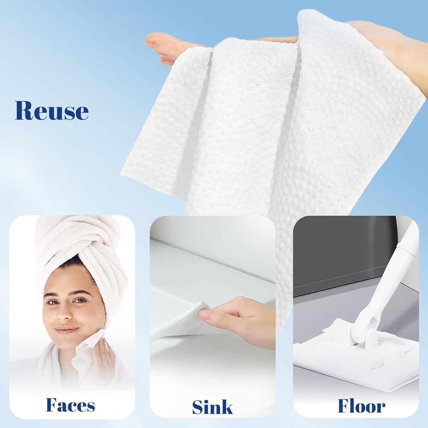 ITO Disposable Face Towel, 70 Count Ultra-Soft 1-Second Quick-Dry Face Towels, Gentle for Sensitive Dry Oily Skin, Facial Towels for Daily Cleansing Makeup Removal (1 Pack)