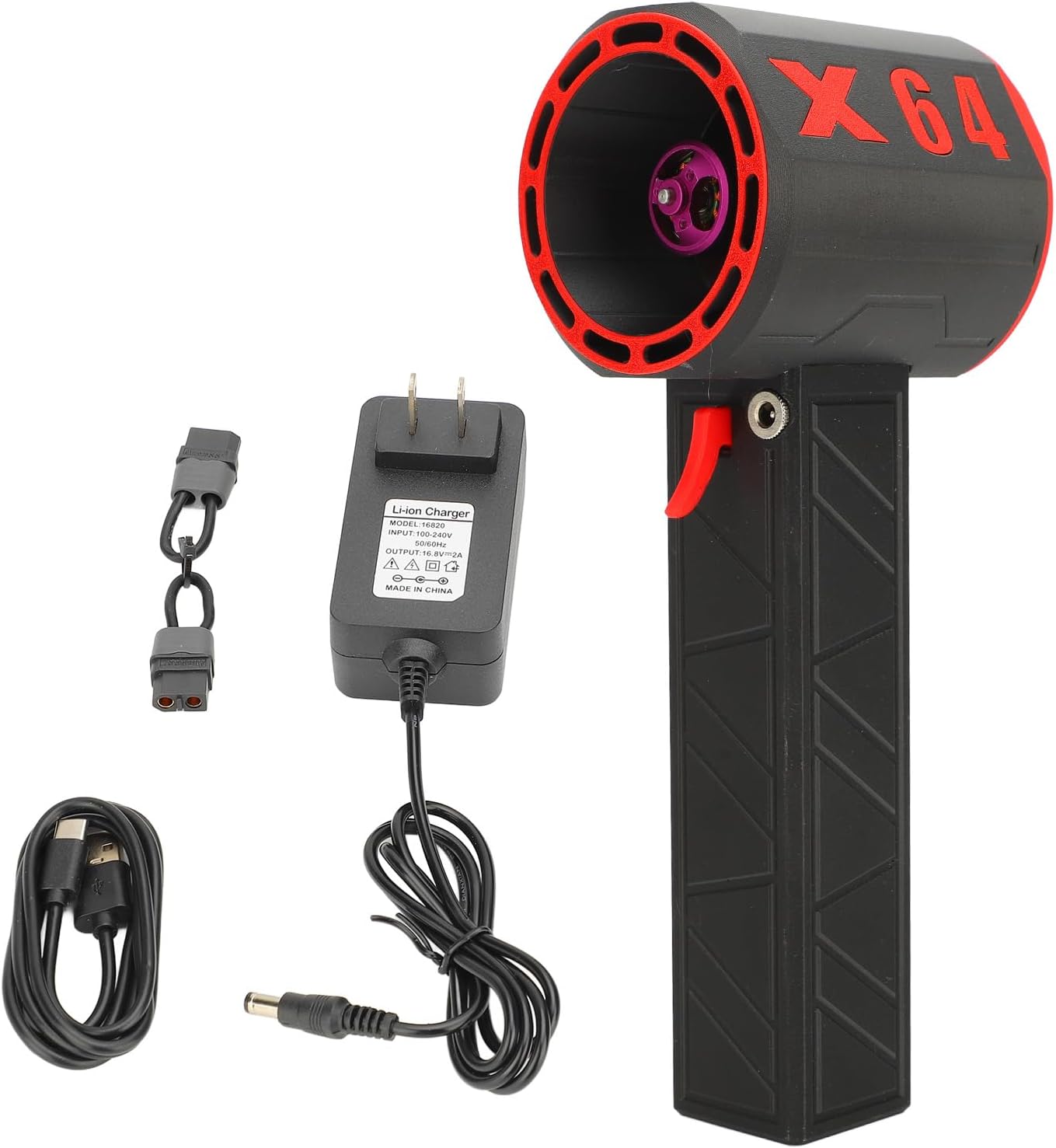 Violent Turbo Fan, 11 Blade Powerful Turbofan, Stepless Car Violent Blower, 8000mAh Brushless Motor Air Blower, Instantaneous Thrust 1.4 kg/s 800W Wind Speed 60 m/s Blower Dryer (Black Red)