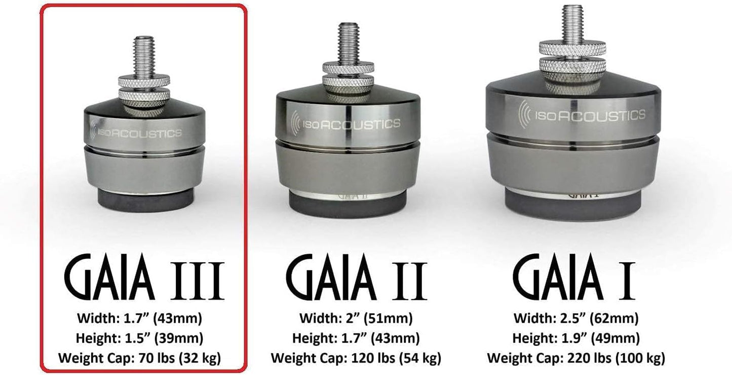 IsoAcoustics Gaia Series Isolation Feet for Speakers & Subwoofers (Gaia III, 70 lb max) – Set of 4