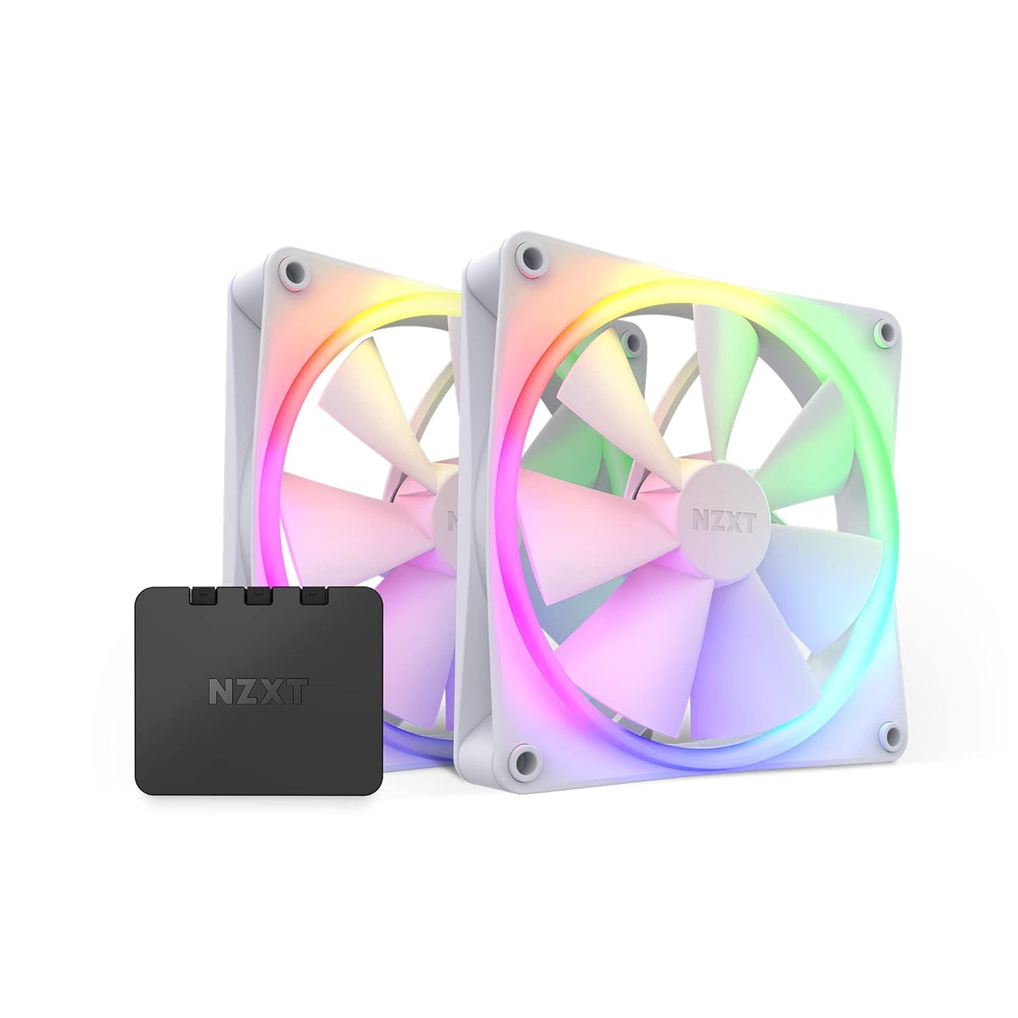 F140RGB - 140mm RGB Fans - Twin + RGB Lighting Controller - White