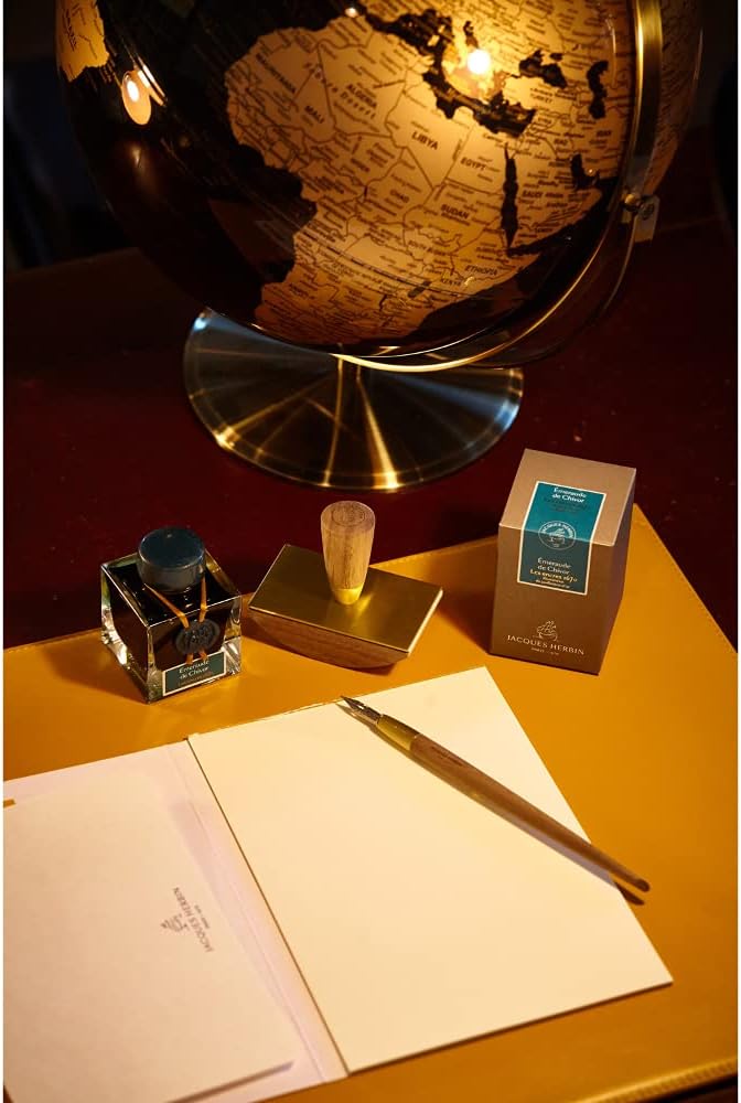 Jacques Herbin - Ref 15035JT - Ink for Fountain Pens & Rollerball Pens - Émeraude de Chivor/Emerald of Chivor - 50ml Bottle - '1670' Jacques Herbin Prestige Collection - Blue-Coloured Ink