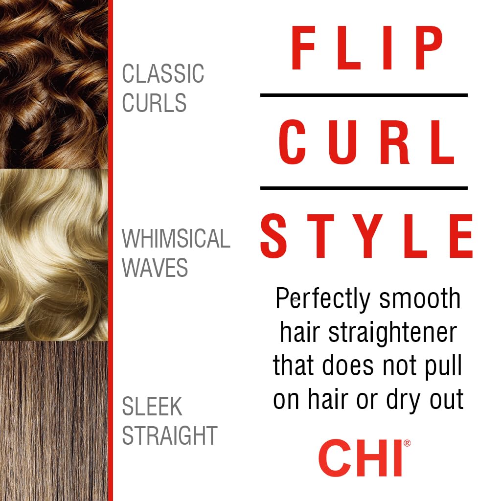 CHI Lava Ceramic Hairstyling Flat Iron | 1" Volcanic Lava Ceramic Floating Plates | Smooth Glide helps prevent damage | Analog On/Off Switch | Black/Red