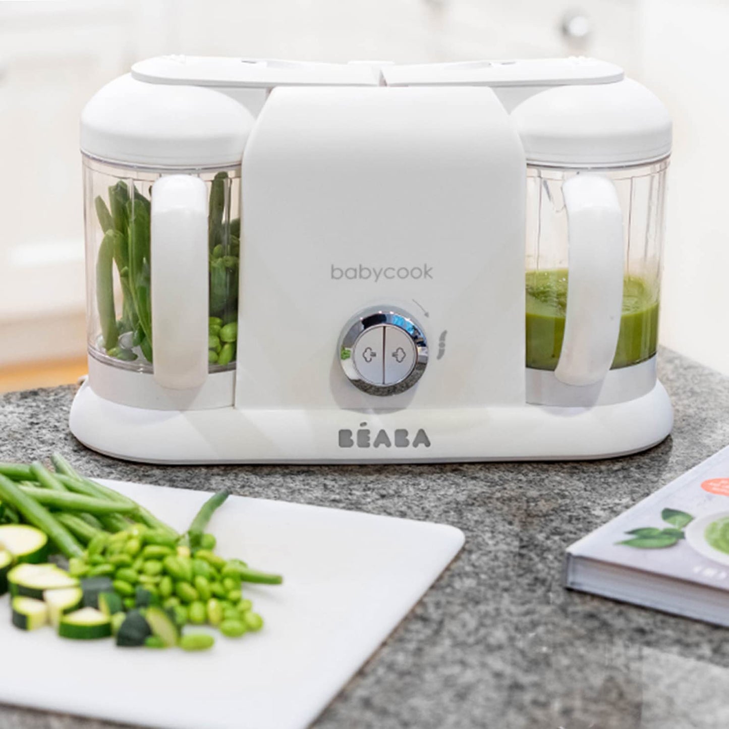 BEABA Babycook Duo 4 in 1 Baby Food Maker, Baby Food Processor, Baby Food Blender Baby Food Steamer, Make Fresh Homemade Baby Food from Home, Large 9.1 Cup Capacity, White