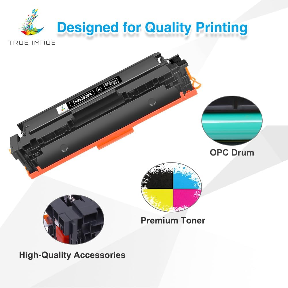 TRUE IMAGE Compatible 414A Toner Cartridge Replacement for HP 414A 414X W2020A for HP Color Laserjet Pro MFP M479fdw M479fdn M454dw M454dn M454 M479 Printer Toner (Black Cyan Yellow Magenta,4-Pack)