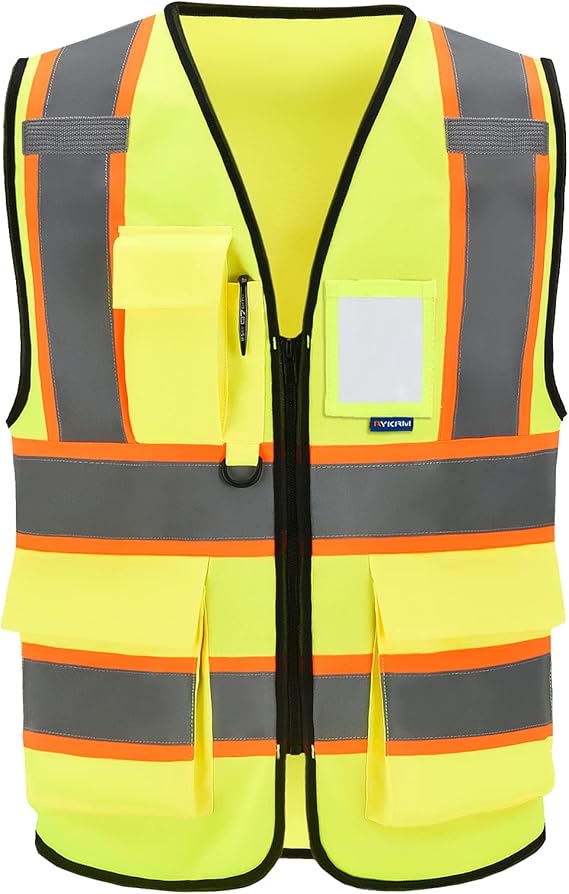 AYKRM 11 color High Vis Reflective Safety Vest for Women Men Security Pocket Zipper Size 2XL