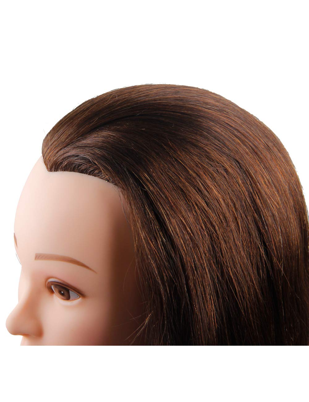 Mannequin Head with 100% Human Hair Hairdresser Training Head Manikin Cosmetology Doll Head Salon Training Practice Head with Blonde Human Hair Styling Dye Cutting with Clamp Stand.