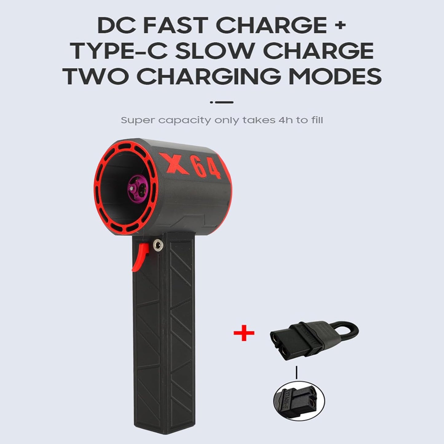 Violent Turbo Fan, 11 Blade Powerful Turbofan, Stepless Car Violent Blower, 8000mAh Brushless Motor Air Blower, Instantaneous Thrust 1.4 kg/s 800W Wind Speed 60 m/s Blower Dryer (Black Red)