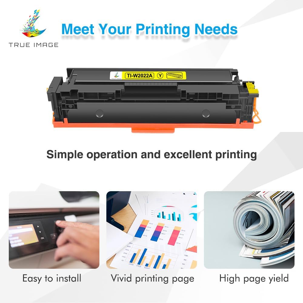 TRUE IMAGE Compatible 414A Toner Cartridge Replacement for HP 414A 414X W2020A for HP Color Laserjet Pro MFP M479fdw M479fdn M454dw M454dn M454 M479 Printer Toner (Black Cyan Yellow Magenta,4-Pack)