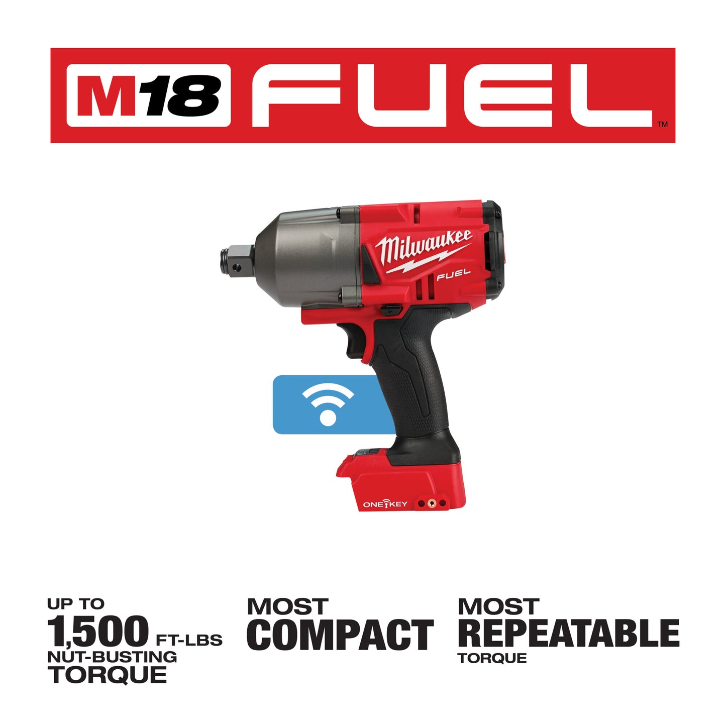 Milwaukee M18 FUEL Cordless High Torque Impact Wrench with ONE-KEY and Friction Ring, Tool Only, 3/4in. Drive, 1500 Ft./Lbs. Torque, Model# 2864-20