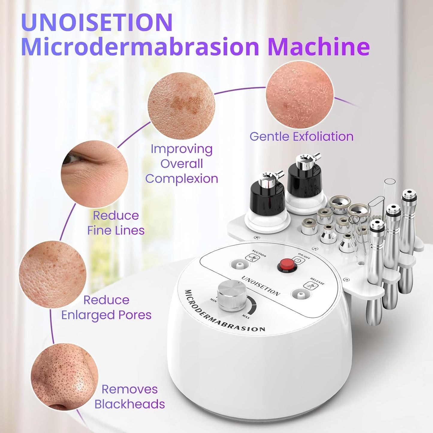 Diamond Microdermabrasion Machine Professional, 3 in 1 Dermabrasion Facial Peeling Skin Care Device for Salon Personal Home Use