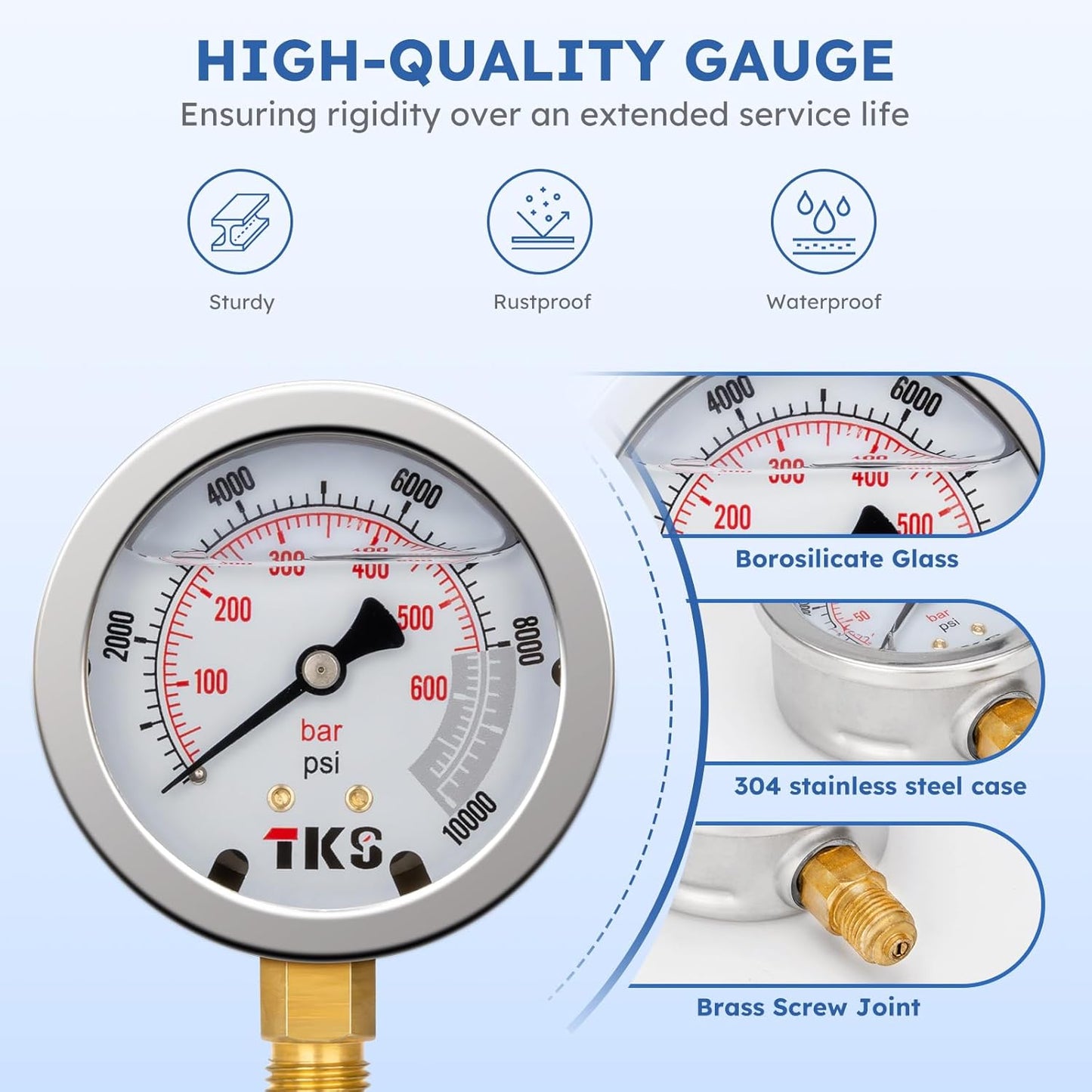 Hydraulic Pressure Test Kit, 5 Gauges (10/100/250/400/600bar) 60mpa 13 Test Couplings 14 Tee Connectors 5 Test Hoses w/Sturdy Portable Carrying Case for Excavator Construction Machinery