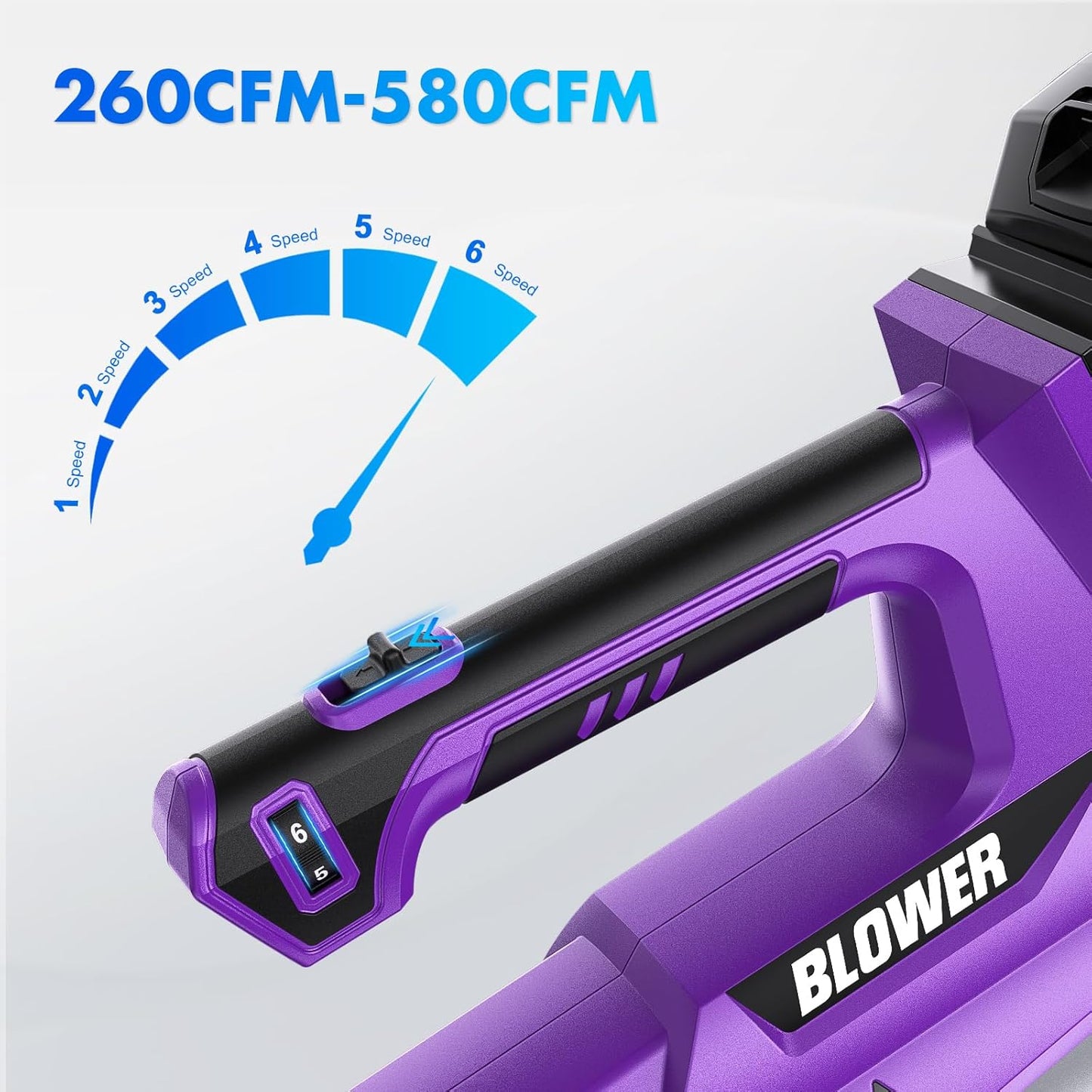 Electric Leaf Blower Cordless:580 CFM 6-Gear Wind Speed Regulation with 4.0Ah Battery Powered ,Electric Blower for Lawn Care, Yard, Grass, Patio, Blowing Leaves and Snow