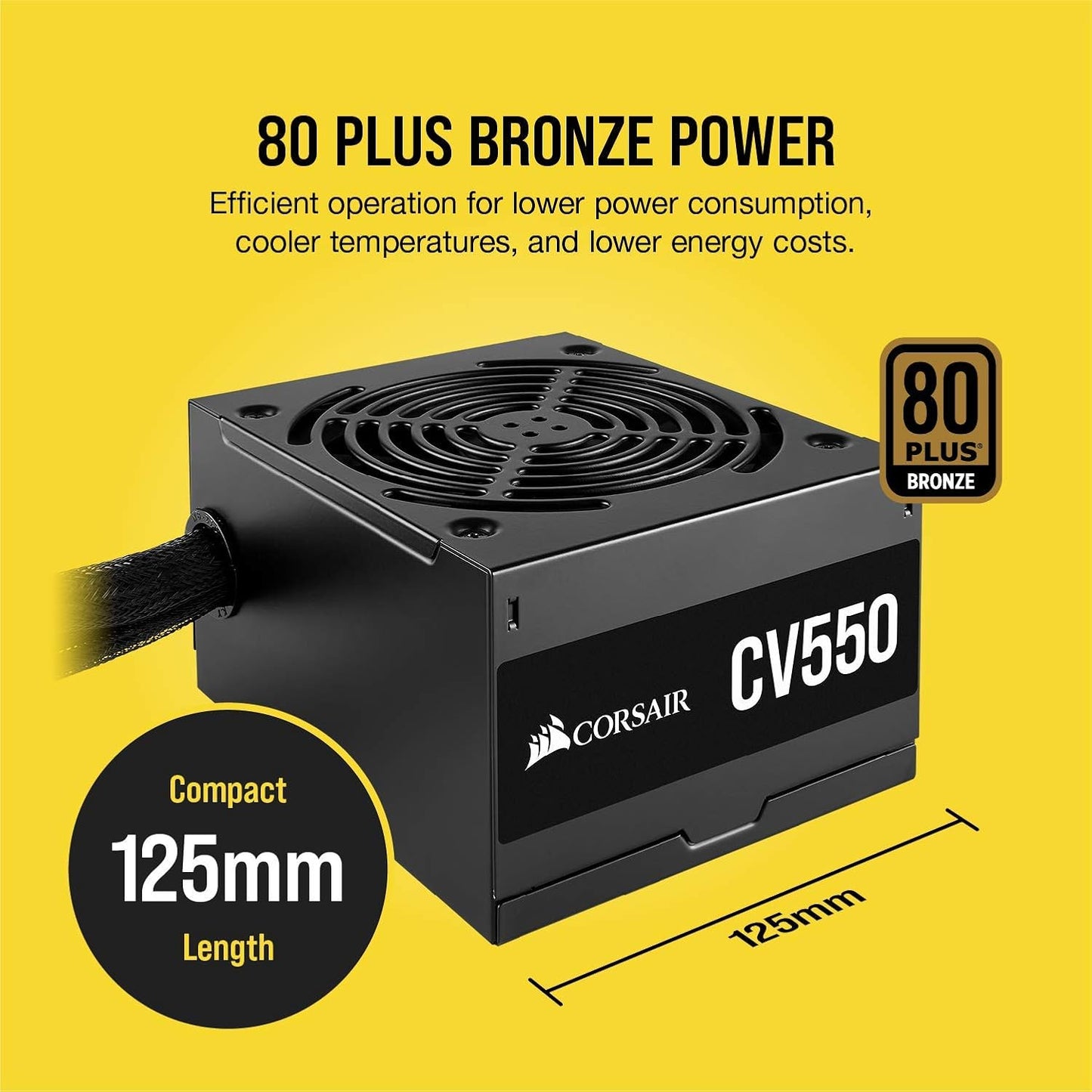 Corsair CV Series CV550 - 550 Watt 80 Plus Bronze Certified PSU