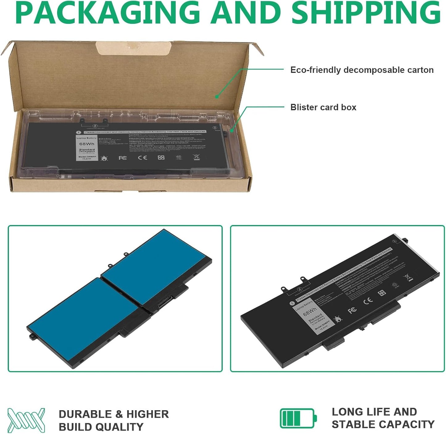 Fancy Buying 3HWPP Laptop Battery for Dell Latitude 5401 5410 5411 5501 5510 5511 Precision 3541 3551 INSPIRON 7706 2-in-1 INSPIRON 17 7500/7506 2-in-1 03HWPP 10X1J N2NLL 1VY7F 3YNXM 451-BCMN