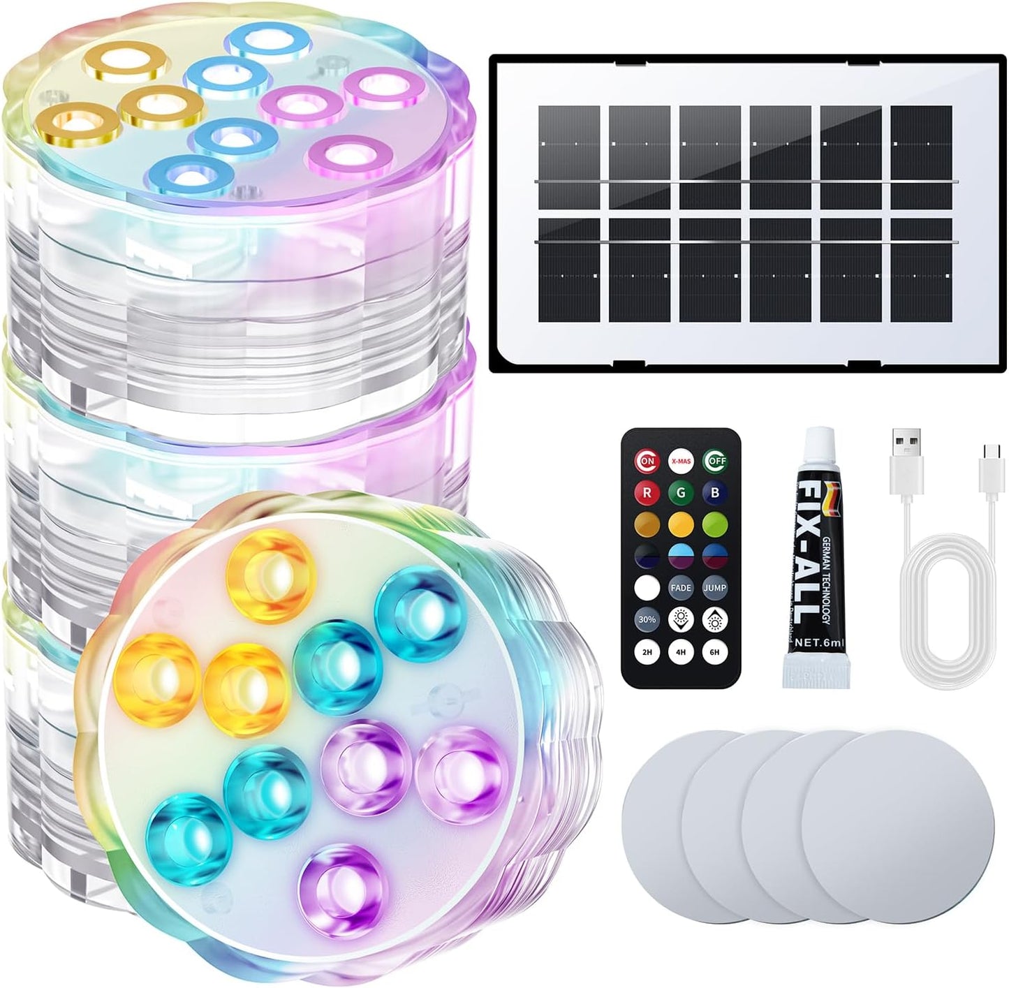 Yichuke Pool Lights for Above Ground Pools IP68, Upgraded Waterproof Pool Light for Inground Under Water with Remote (200ft), 4 Magnets, 4 Suction Cups and 16 RGB Dynamic Color