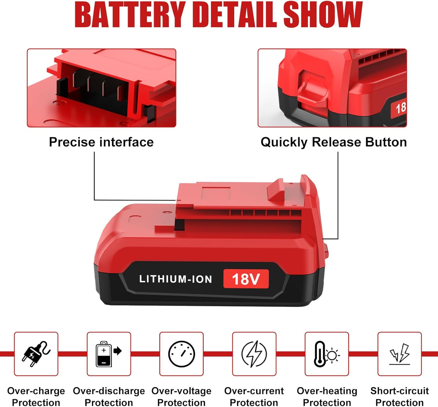 2 Packs 3.0Ah Replacment for Porter Cable 18V Battery Lithium Compatible with Porter Cable 18 Volt Battery PC18B PC188 PC18BL PC18BLX PC18BLEX PCXMVC Cordless Power Tools