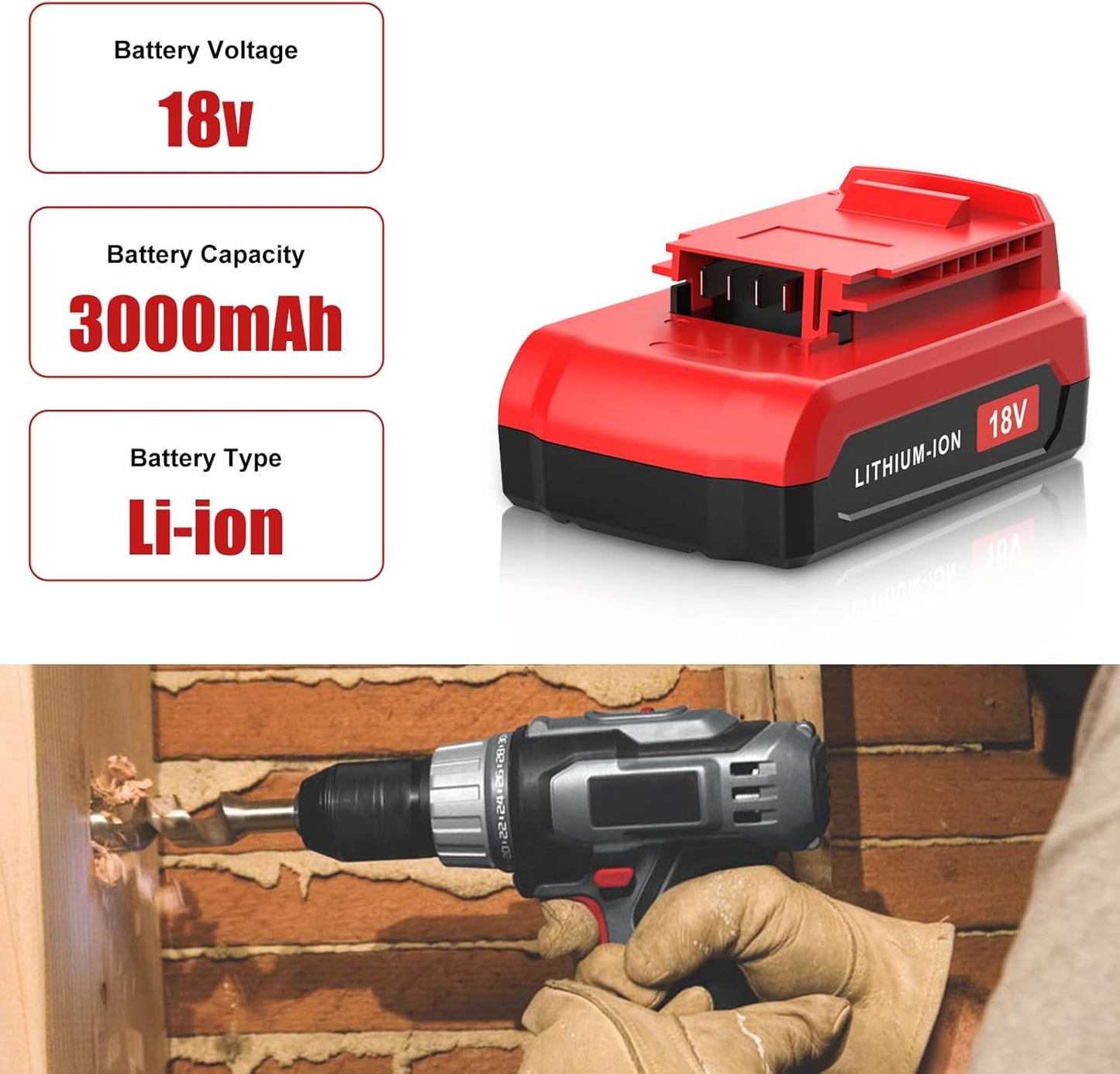 2 Packs 3.0Ah Replacment for Porter Cable 18V Battery Lithium Compatible with Porter Cable 18 Volt Battery PC18B PC188 PC18BL PC18BLX PC18BLEX PCXMVC Cordless Power Tools